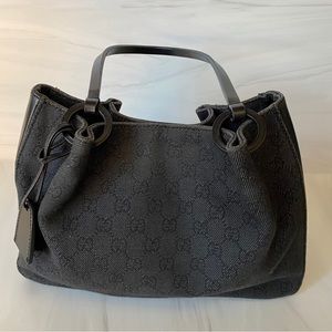Gucci Black GG Canvas Tote Shoulder Bag